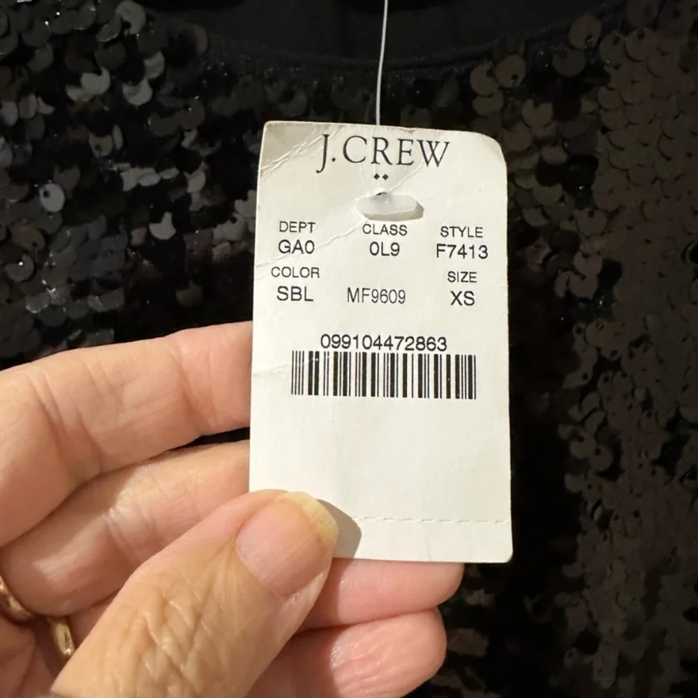 J.Crew Black Sequin Short Sleeve Top. NWT SZ XS